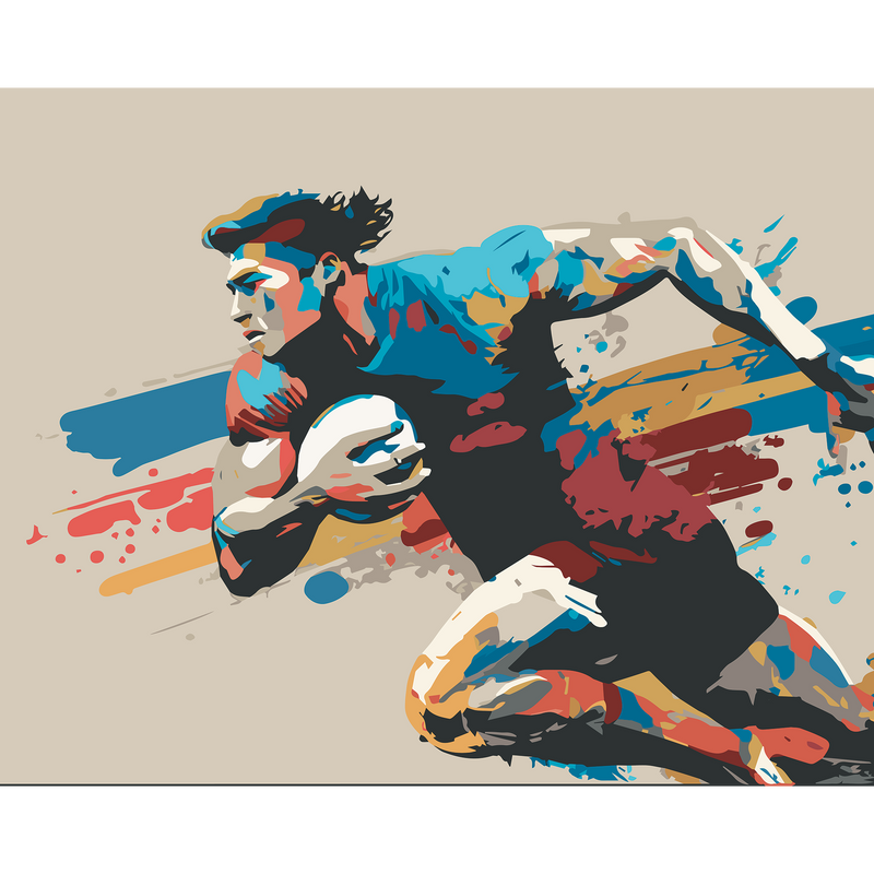 Rugby Player In Graphic Style Natural Mural (Large) by Origin Murals
