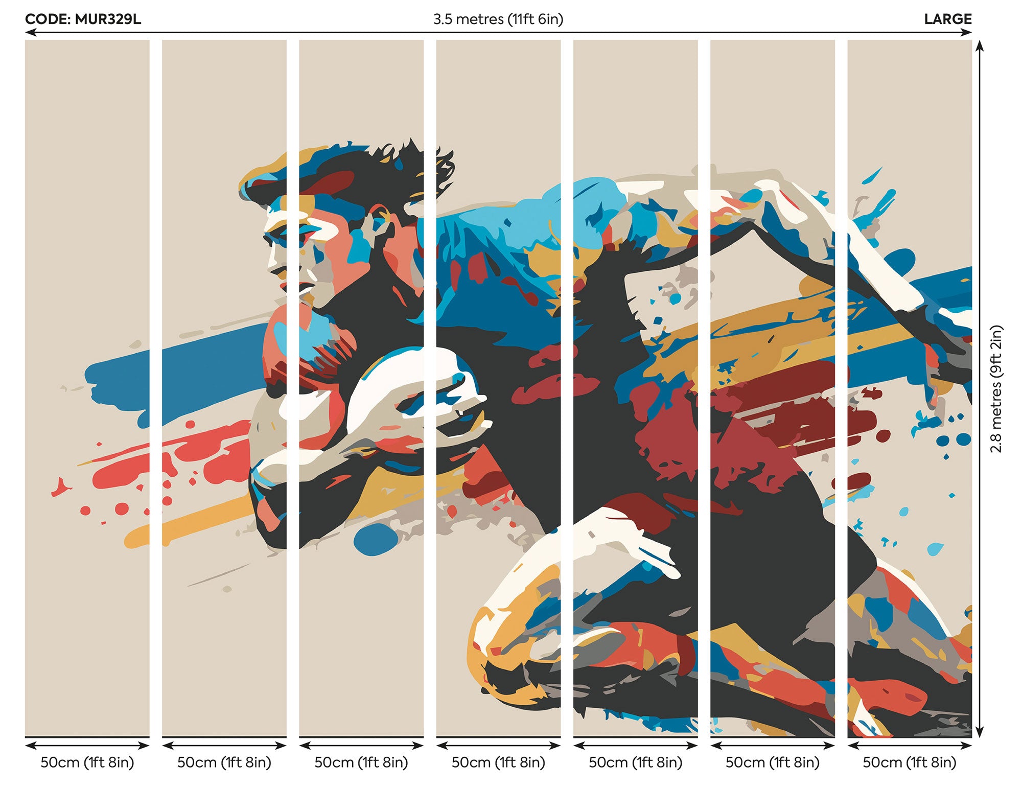 Rugby Player In Graphic Style Natural Mural (Large) by Origin Murals