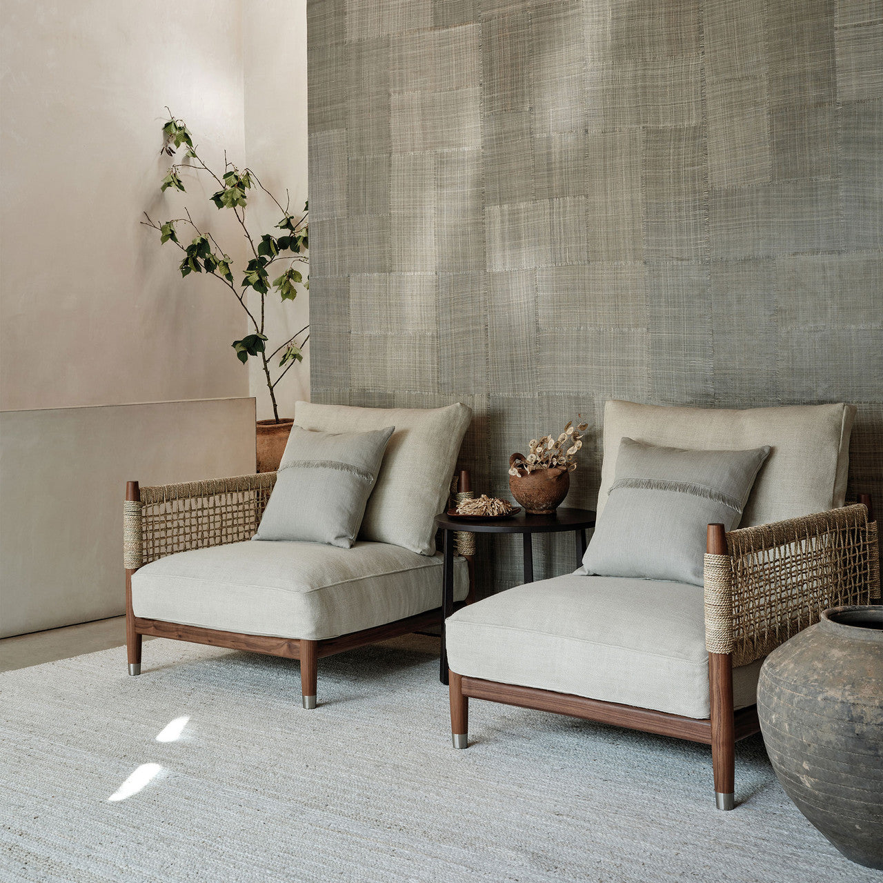 MW139/02 Abacá Patchwork Collage III Gris Wallpaper By Mark Alexander