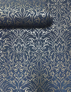 Damask Navy Metallic FX 2 Wallpaper by Galerie — roomshot 2