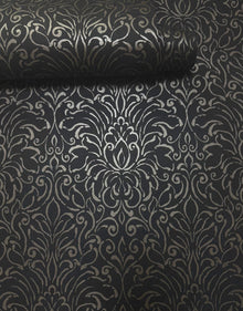 Damask Black / Gold Metallic FX 2 Wallpaper by Galerie — roomshot 2