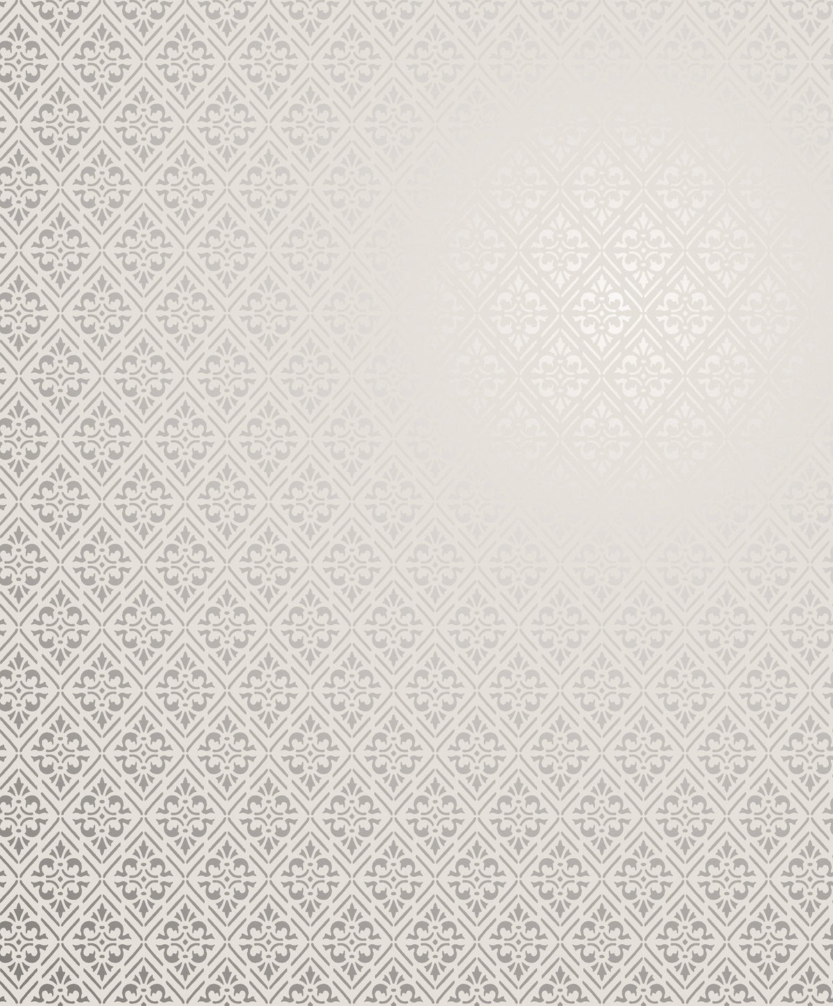 Diamond Damask Cream / Silver Grey Metallic FX 2 Wallpaper by Galerie — flat