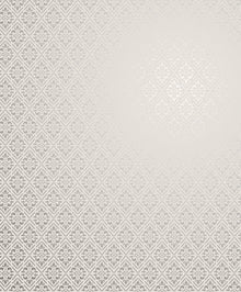 Diamond Damask Cream / Silver Grey Metallic FX 2 Wallpaper by Galerie — flat