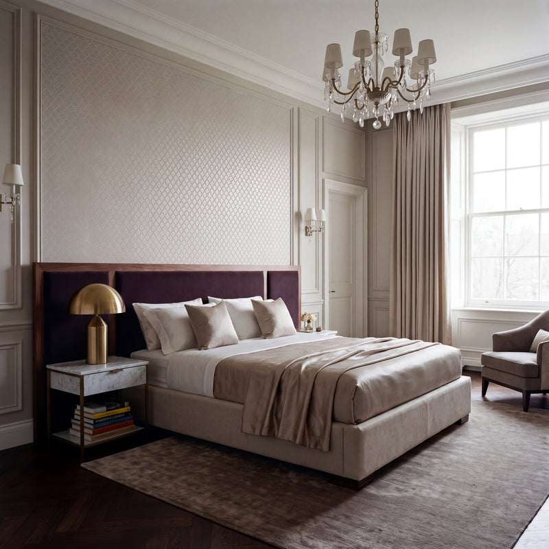 Diamond Damask Cream / Silver Grey Metallic FX 2 Wallpaper by Galerie — roomshot 1