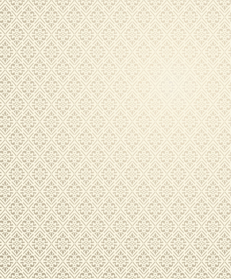 Diamond Damask Cream Metallic FX 2 Wallpaper by Galerie — flat