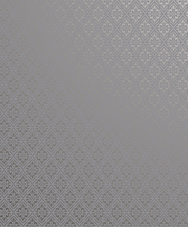 Diamond Damask Silver Grey Metallic FX 2 Wallpaper by Galerie — flat