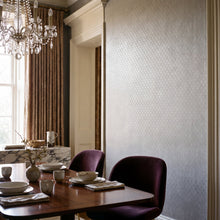 Diamond Damask Silver Grey Metallic FX 2 Wallpaper by Galerie — roomshot 1