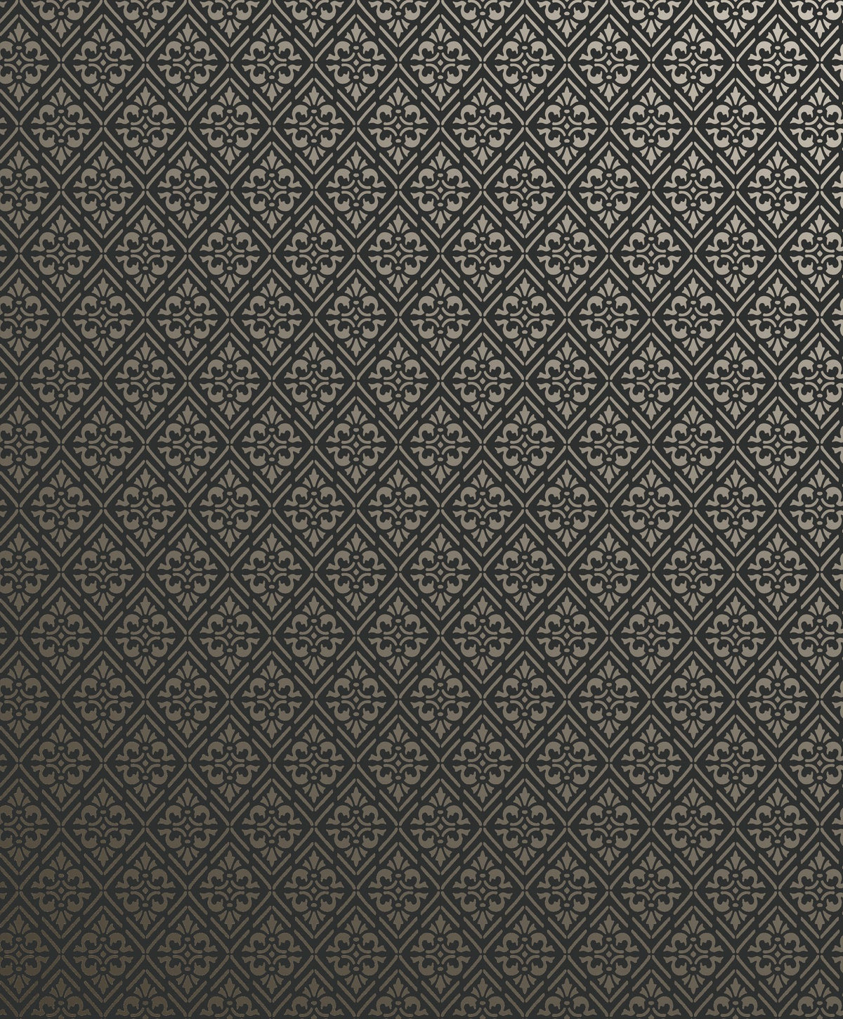 Diamond Damask Black / Gold Metallic FX 2 Wallpaper by Galerie — flat