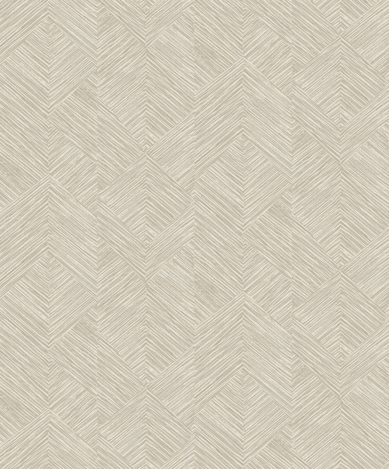 Stripe Geometric Beige / White Metallic FX 2 Wallpaper by Galerie — flat