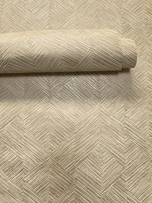 Stripe Geometric Bronze Brown / Cream Metallic FX 2 Wallpaper by Galerie — roomshot 2