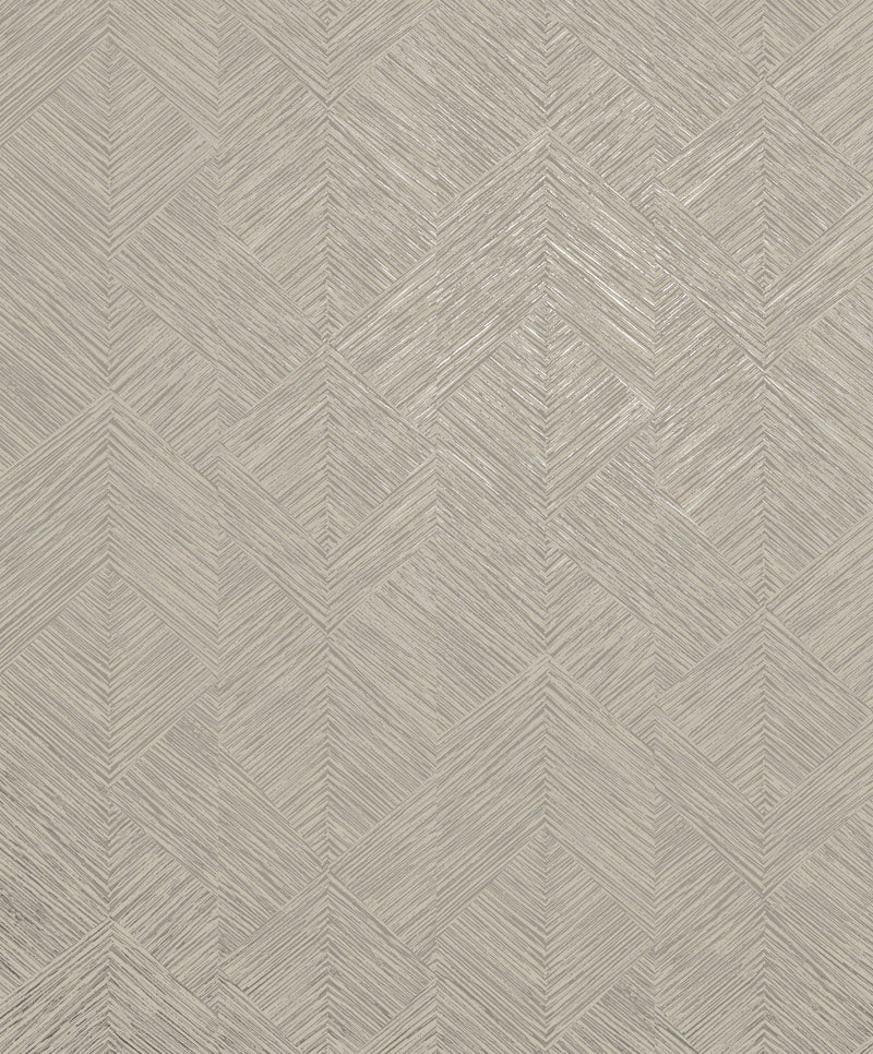 Stripe Geometric Beige / Silver Grey Metallic FX 2 Wallpaper by Galerie — flat