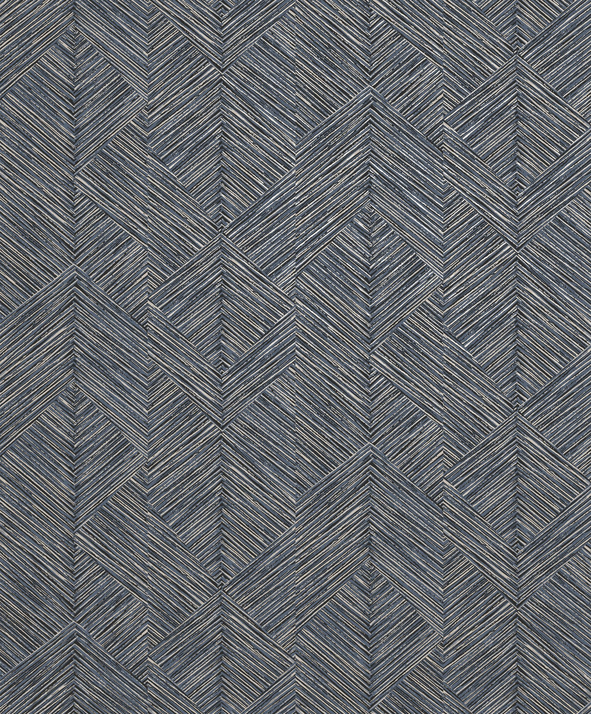 Stripe Geometric Blue / Black Metallic FX 2 Wallpaper by Galerie — flat
