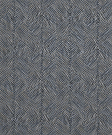 Stripe Geometric Blue / Black Metallic FX 2 Wallpaper by Galerie — flat