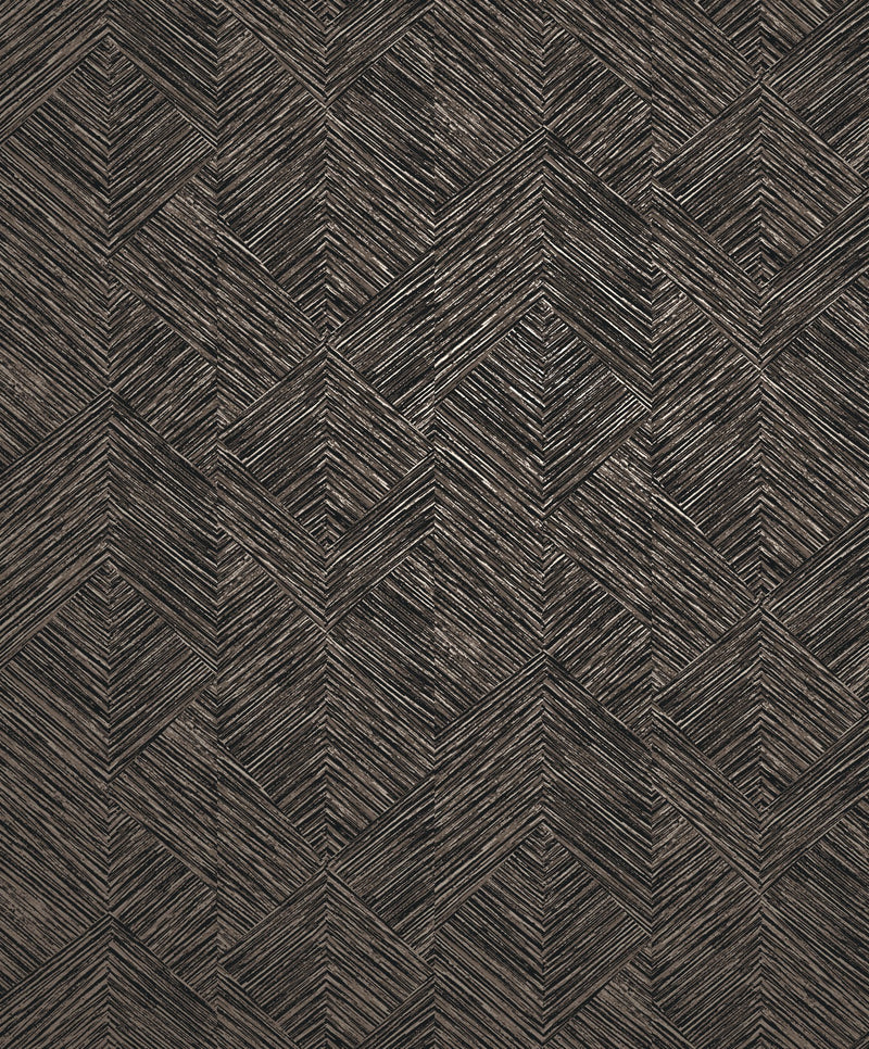 Stripe Geometric Bronze Brown / Black Metallic FX 2 Wallpaper by Galerie — flat