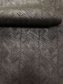Stripe Geometric Bronze Brown / Black Metallic FX 2 Wallpaper by Galerie — roomshot 2
