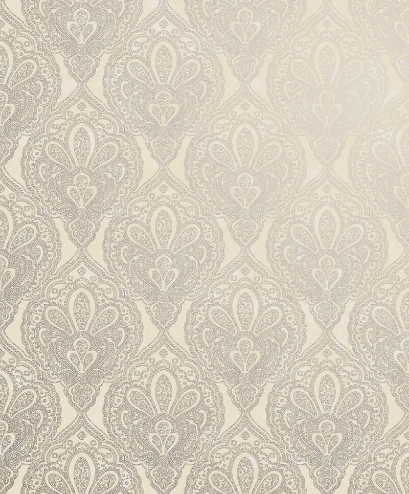 Damask Cream Gold Metallic FX 2 Wallpaper by Galerie — flat
