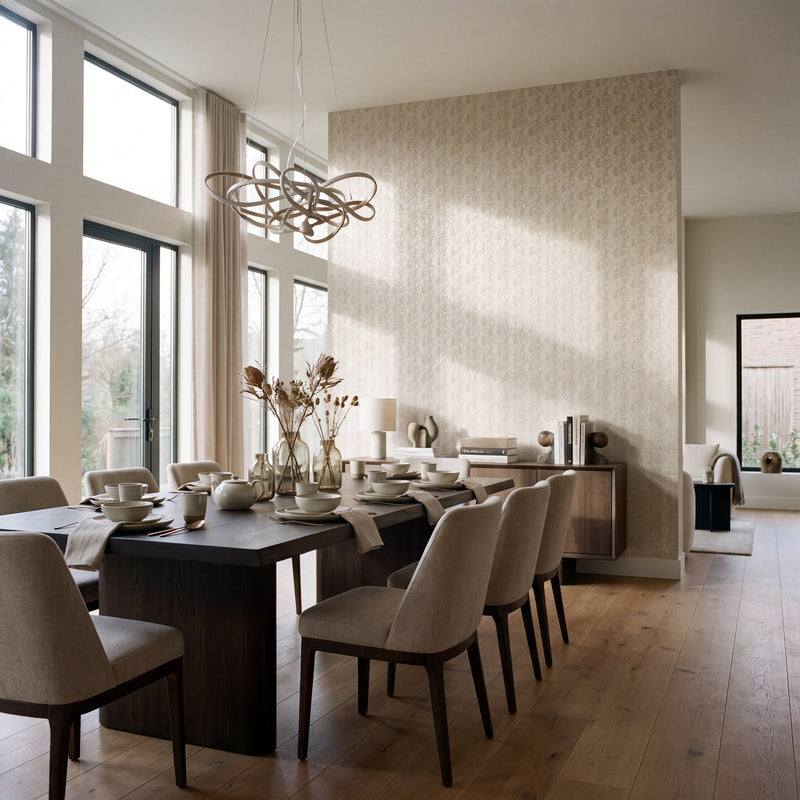 Shimmer Leaf Cream / Rose Gold Metallic FX 2 Wallpaper by Galerie — roomshot 1