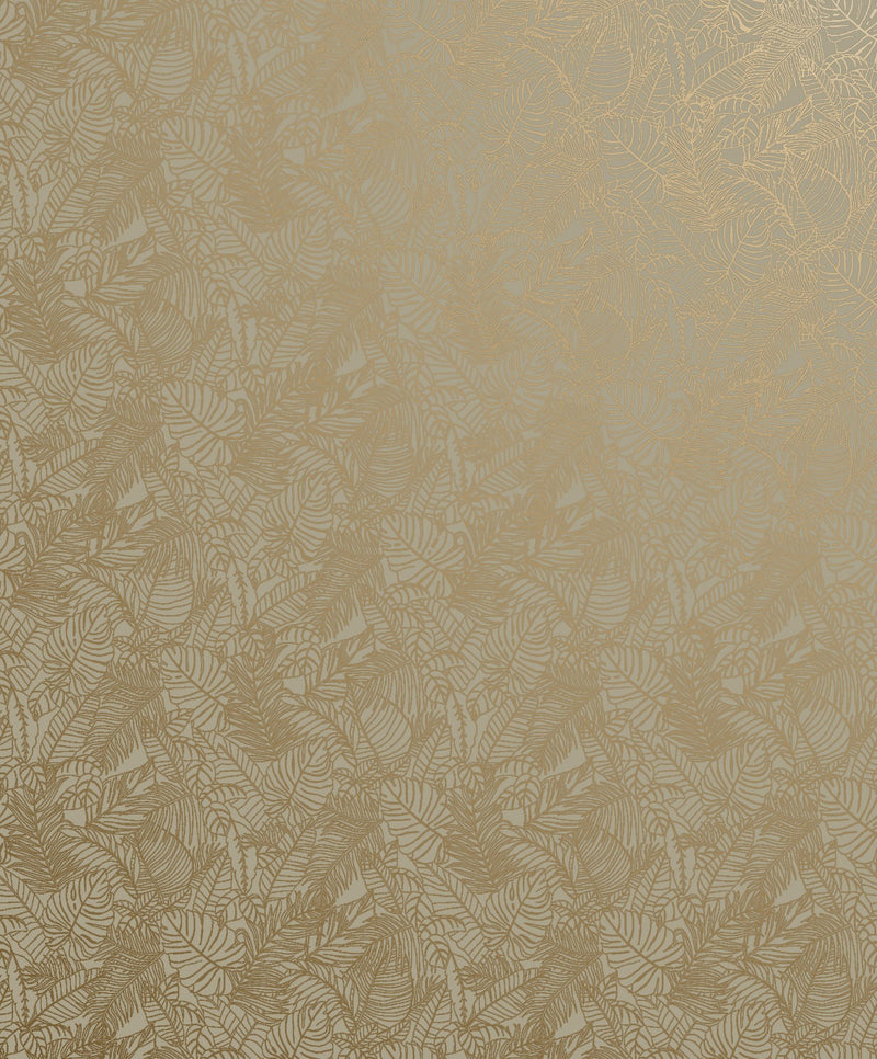 Shimmer Leaf Beige / Gold Metallic FX 2 Wallpaper by Galerie — flat