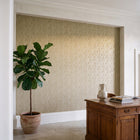 Shimmer Leaf Beige / Gold Metallic FX 2 Wallpaper by Galerie — roomshot 1