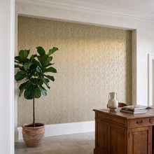 Shimmer Leaf Beige / Gold Metallic FX 2 Wallpaper by Galerie — roomshot 1