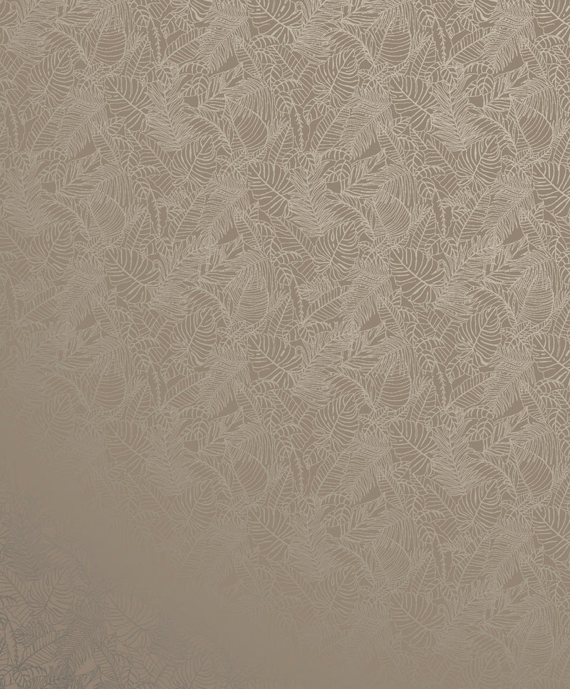 Shimmer Leaf Beige / Silver Grey Metallic FX 2 Wallpaper by Galerie — flat