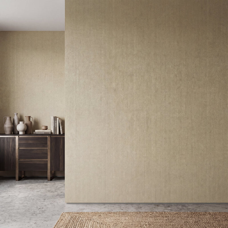 Chevron Beige / Bronze Brown Metallic FX 2 Wallpaper by Galerie — roomshot 1