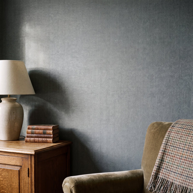 Chevron Blue / Green Metallic FX 2 Wallpaper by Galerie — roomshot 1