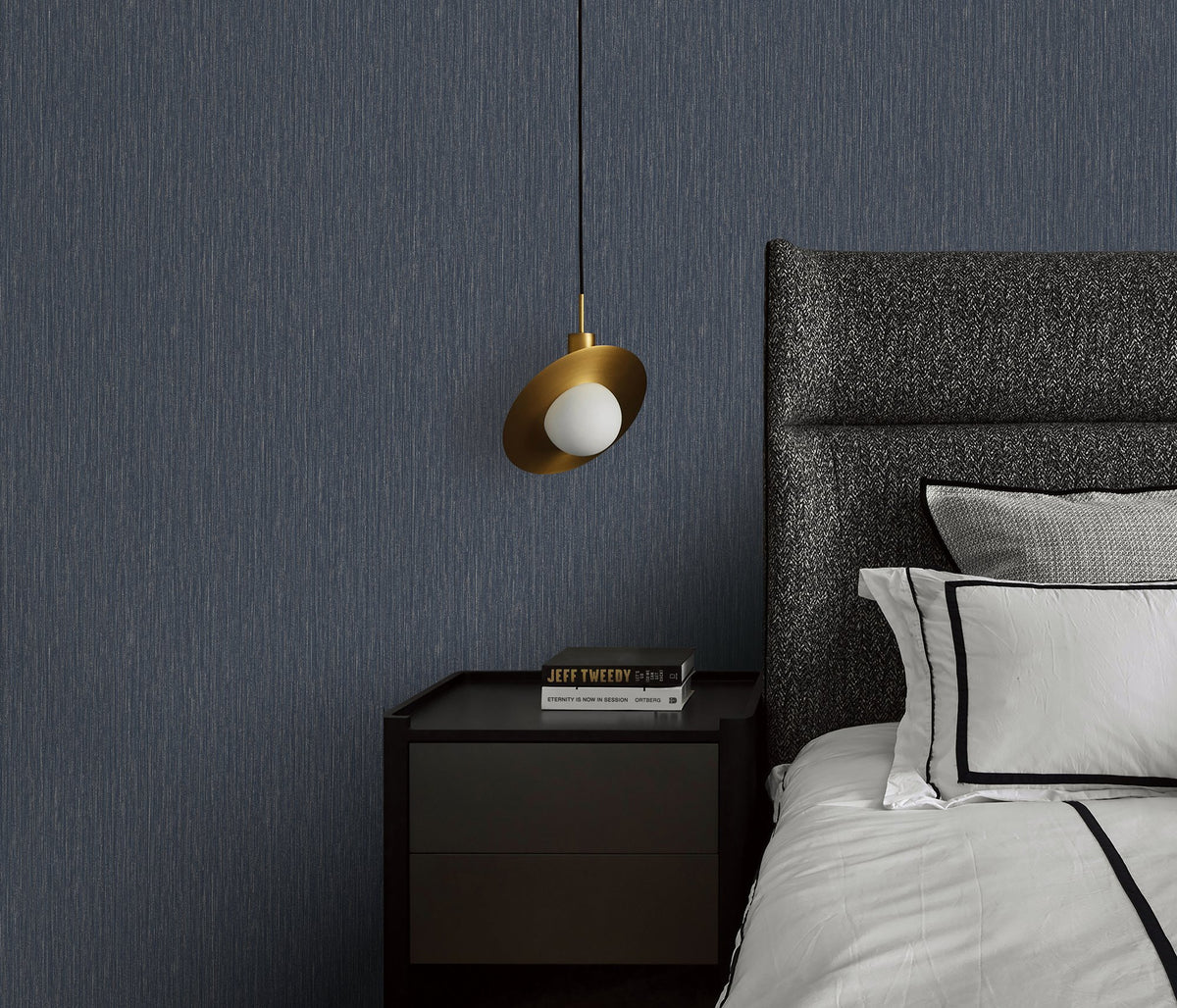 Shimmer Stripe Blue / Gold Metallic FX 2 Wallpaper by Galerie — roll shot