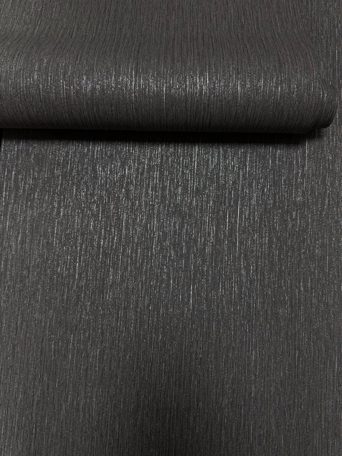 Shimmer Stripe Black / Silver Grey Metallic FX 2 Wallpaper by Galerie — roomshot 2