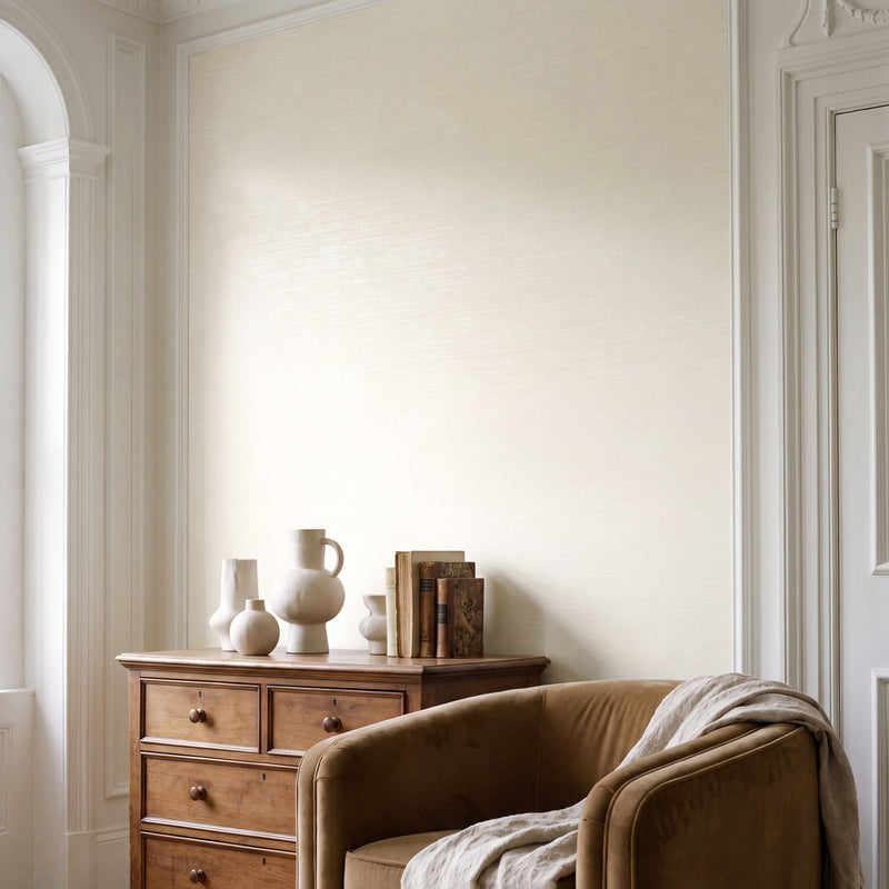 Horizontal Stripe Cream / Beige Metallic FX 2 Wallpaper by Galerie — roomshot 1