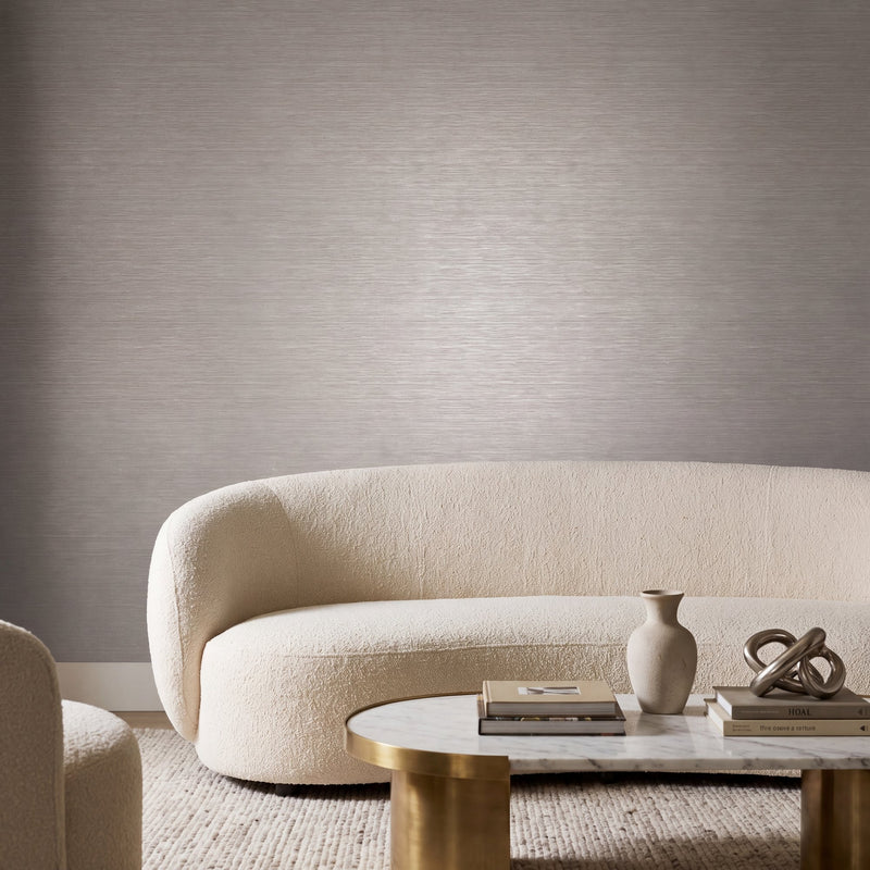 Horizontal Stripe Silver Grey / White Metallic FX 2 Wallpaper by Galerie — roomshot 1