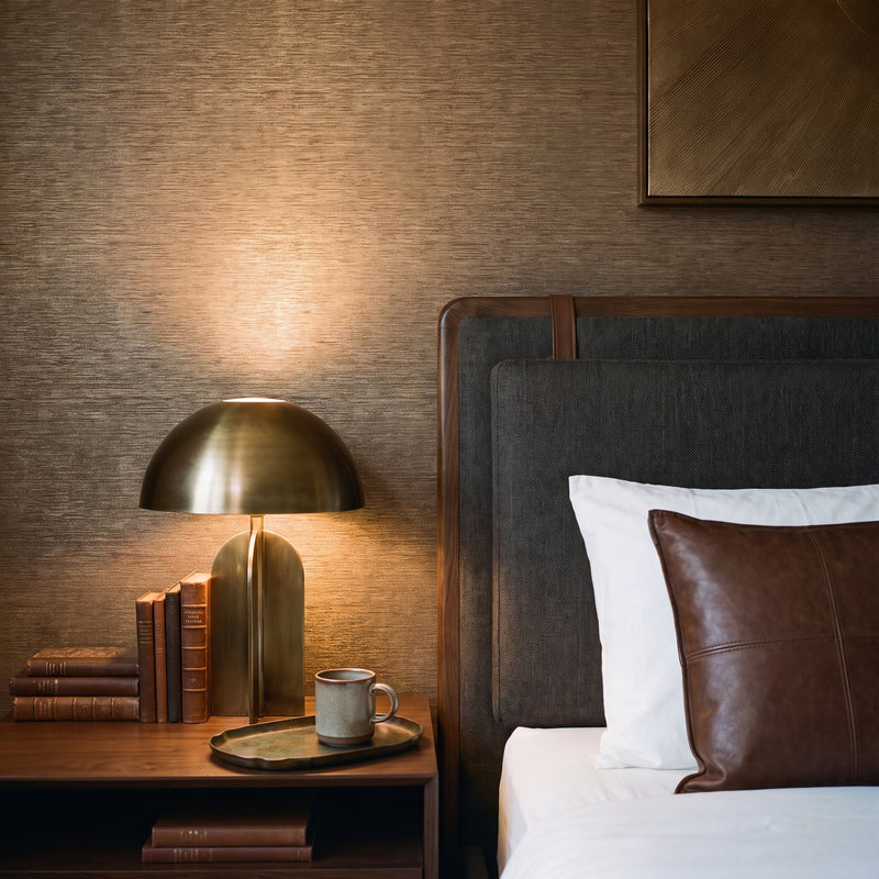 Horizontal Stripe Bronze Brown / Black Metallic FX 2 Wallpaper by Galerie — roomshot 1
