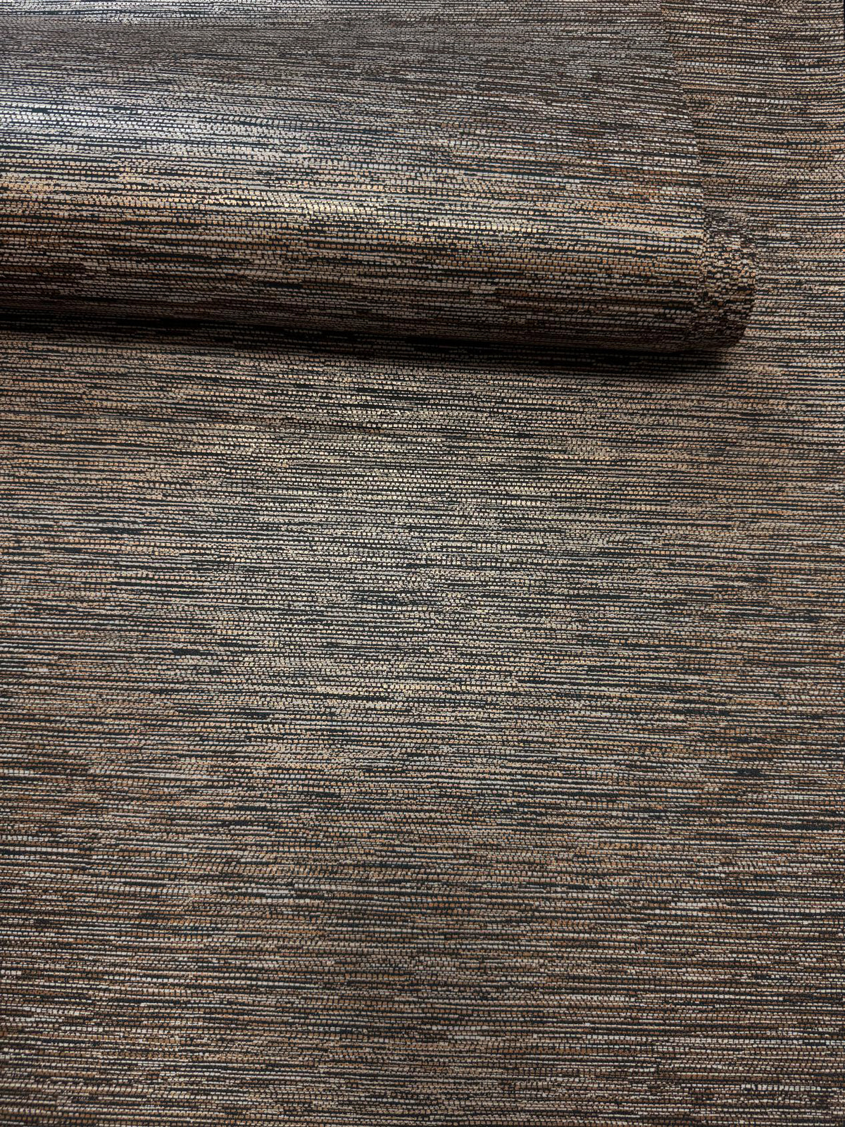 Horizontal Stripe Bronze Brown / Black Metallic FX 2 Wallpaper by Galerie — roomshot 2