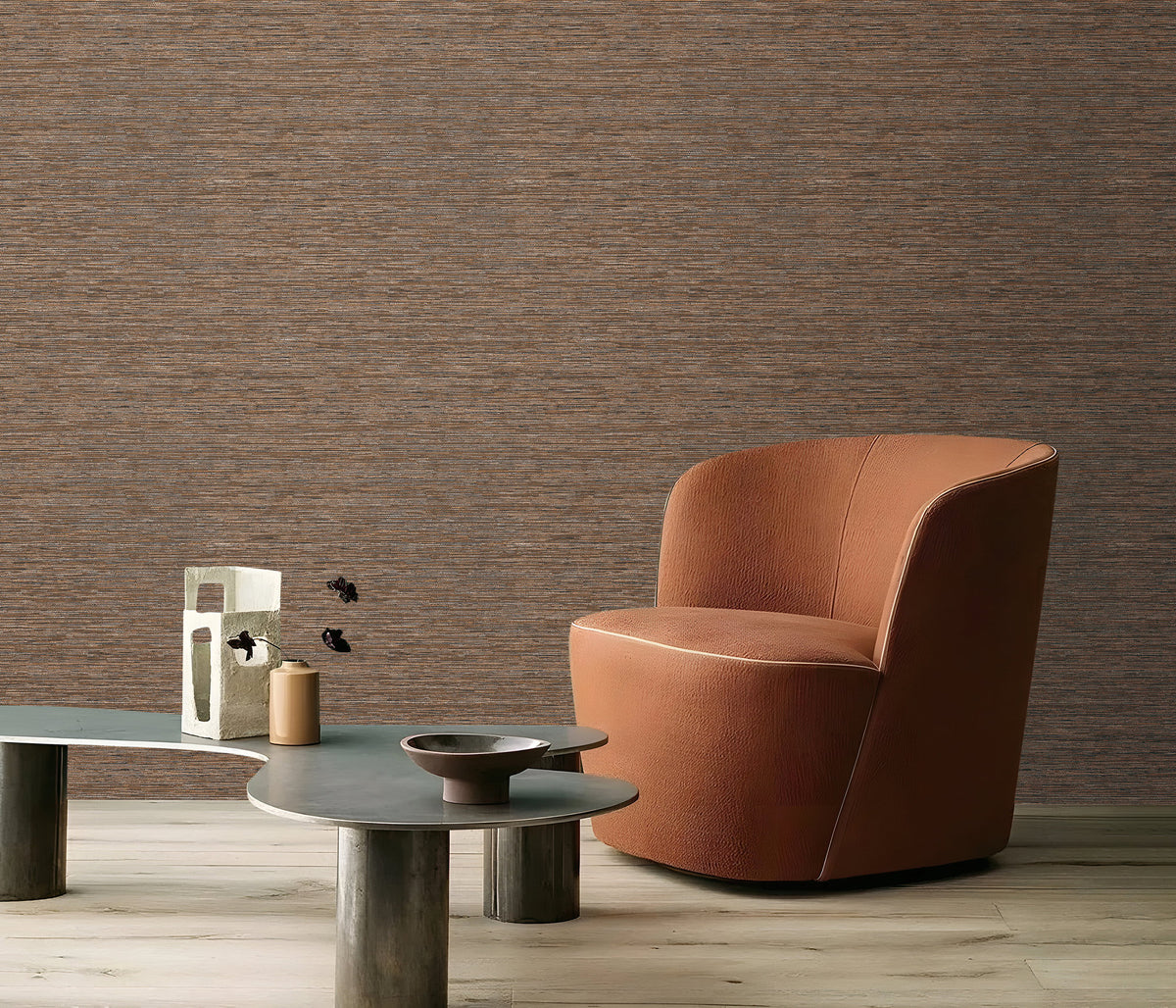 Horizontal Stripe Bronze Brown / Black Metallic FX 2 Wallpaper by Galerie — roll shot