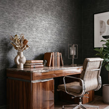 Horizontal Stripe Silver Grey / Black Metallic FX 2 Wallpaper by Galerie — roomshot 1