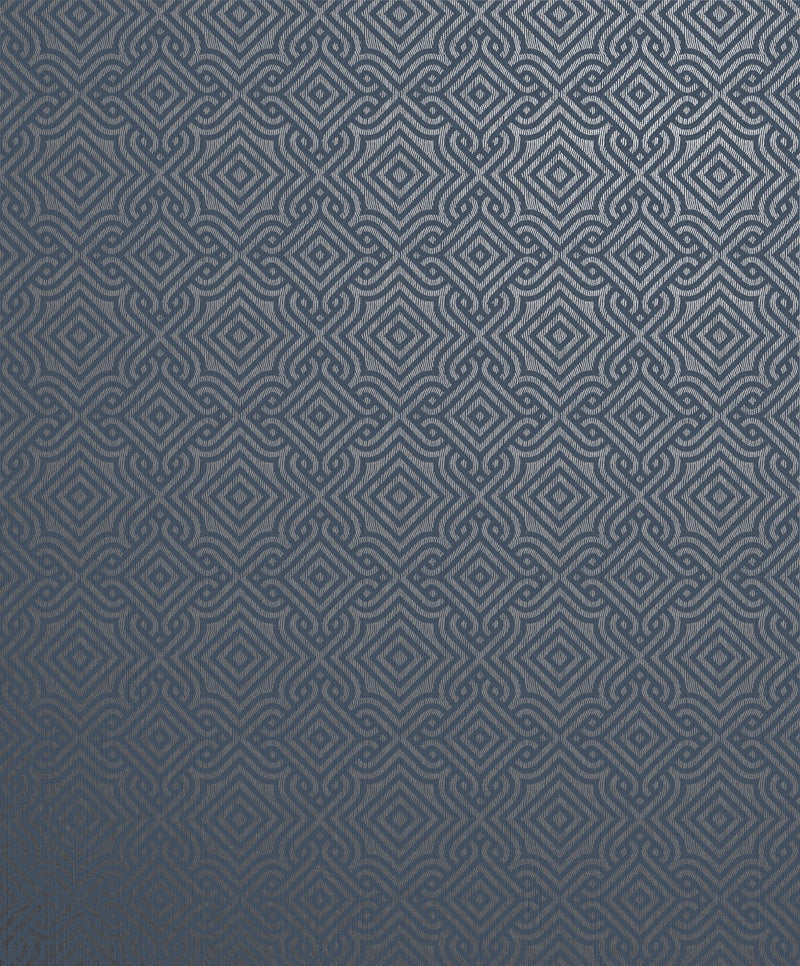 Square Geometric Blue / Gold Metallic FX 2 Wallpaper by Galerie — flat
