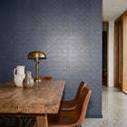 Square Geometric Blue / Gold Metallic FX 2 Wallpaper by Galerie — roomshot 1