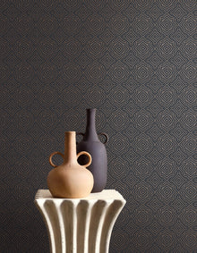 Square Geometric Blue / Bronze Brown Metallic FX 2 Wallpaper by Galerie — roll shot