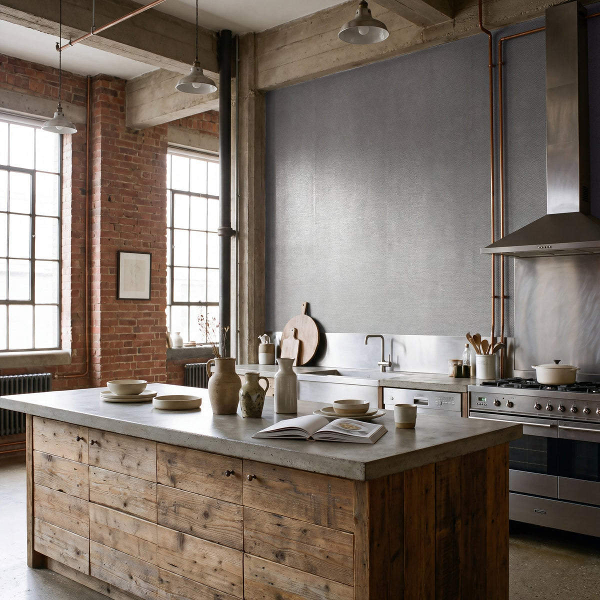 Plain Texture Black / Silver Grey Metallic FX 2 Wallpaper by Galerie — roomshot 1