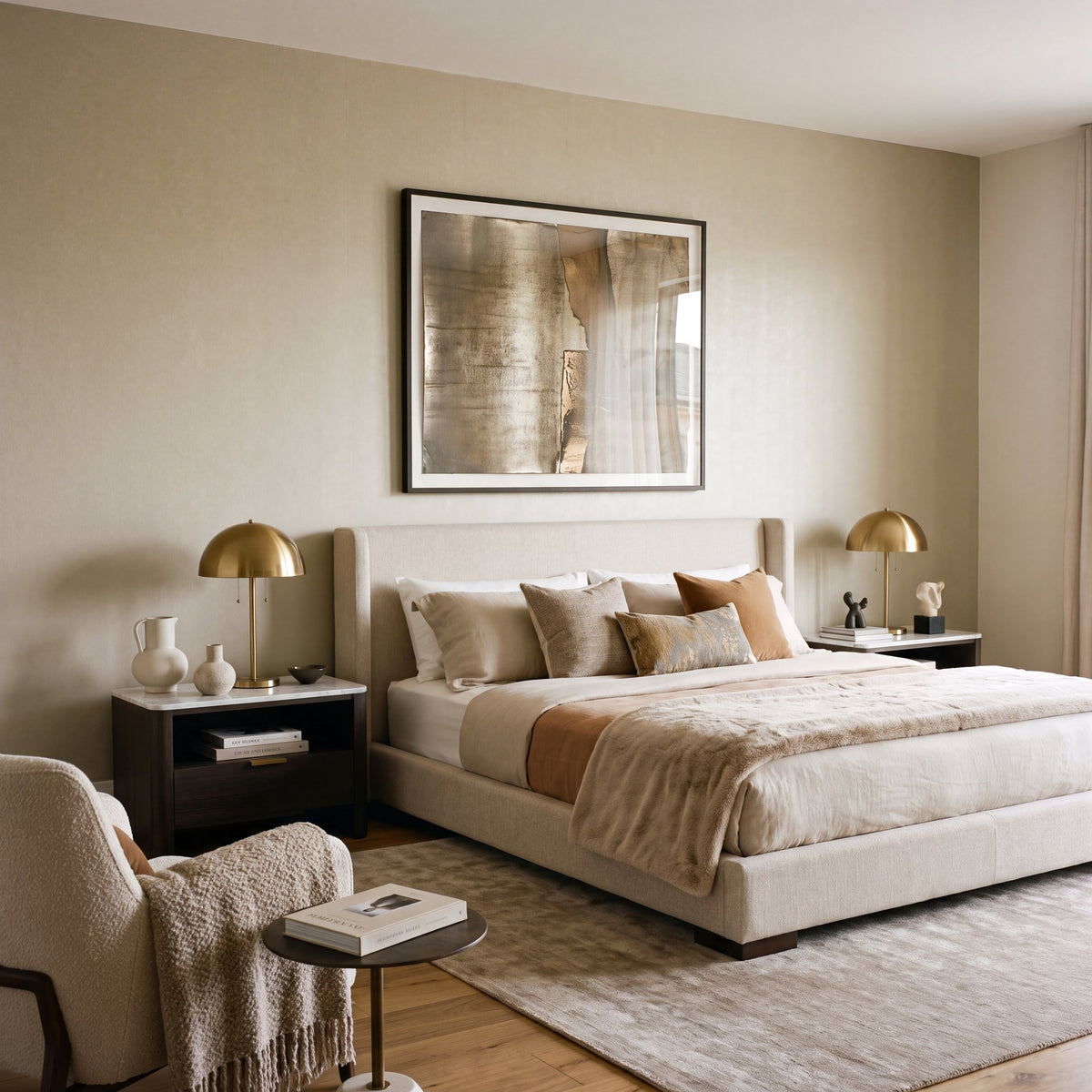 Plain Texture Champagne Metallic FX 2 Wallpaper by Galerie — roomshot 1