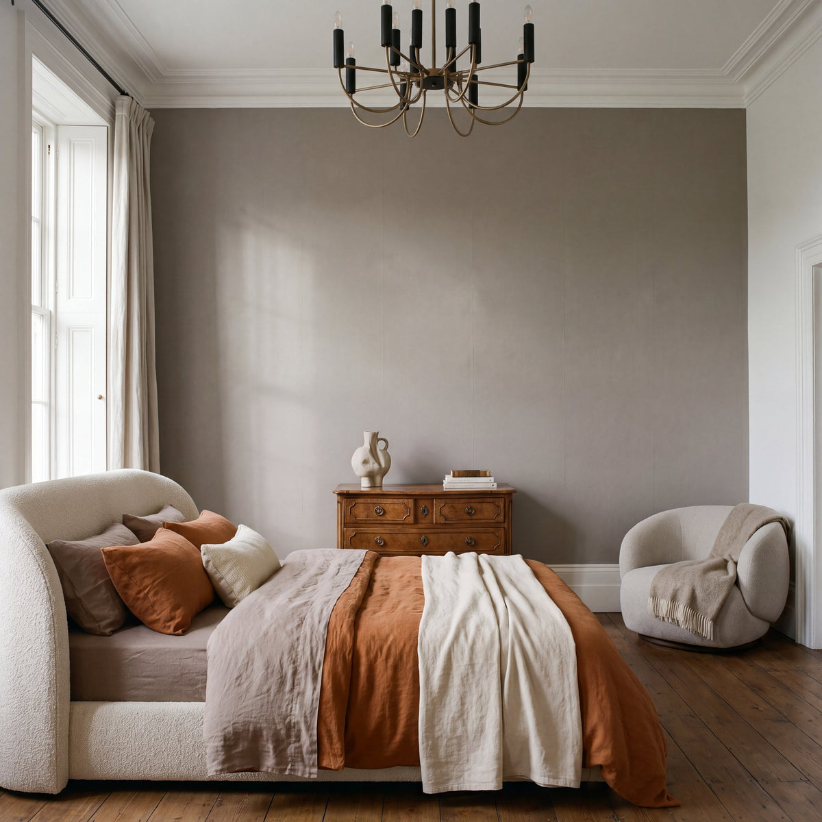 Plain Texture Taupe Grey Metallic FX 2 Wallpaper by Galerie — roomshot 1