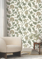 MX9626W Monroe Green Astoria Wallpaper by York Wallcoverings