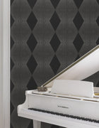 MX9631 Diamond Legacy Black Astoria Wallpaper by York Wallcoverings