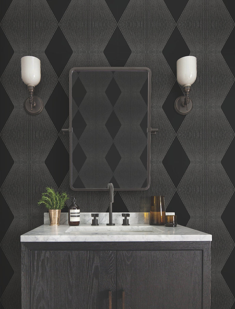 MX9631 Diamond Legacy Black Astoria Wallpaper by York Wallcoverings