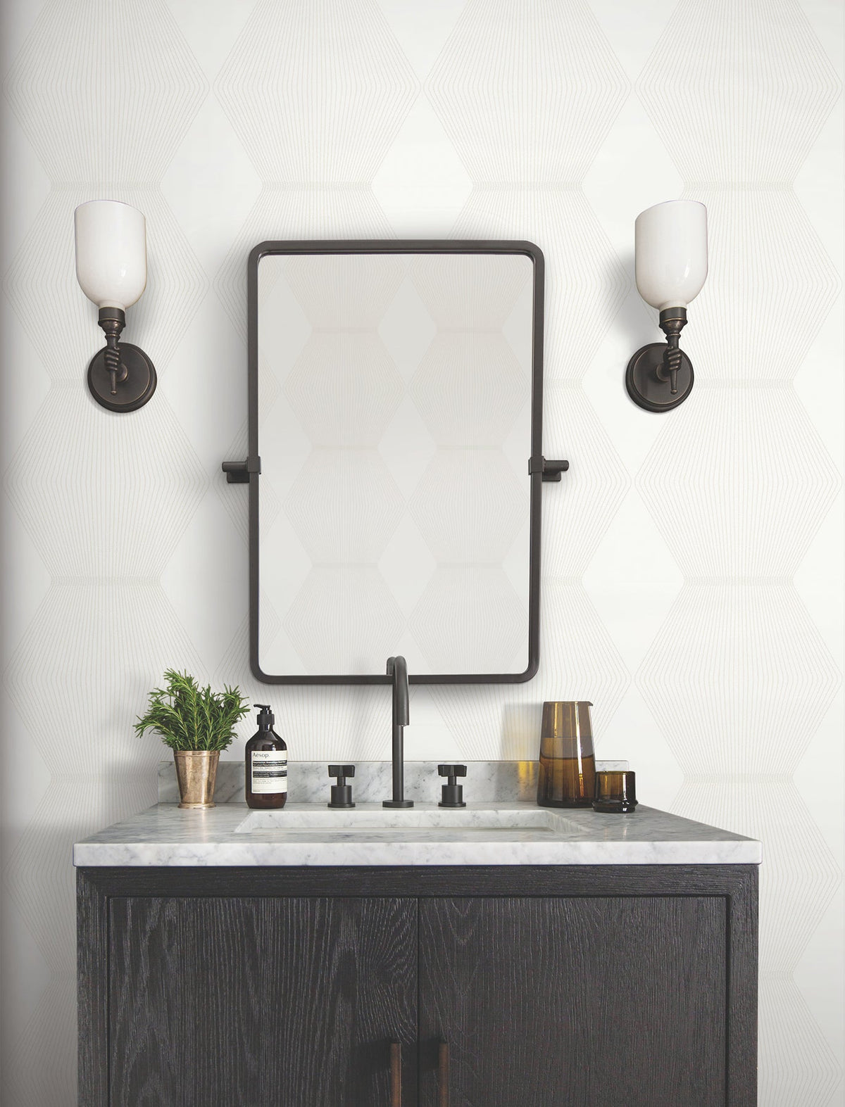 MX9634 Diamond Legacy White Astoria Wallpaper by York Wallcoverings