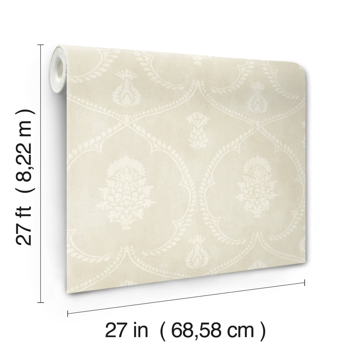 MX9641 Royal Damask Beige Astoria Wallpaper by York Wallcoverings