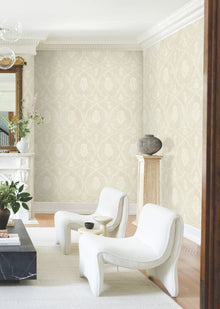 MX9641 Royal Damask Beige Astoria Wallpaper by York Wallcoverings