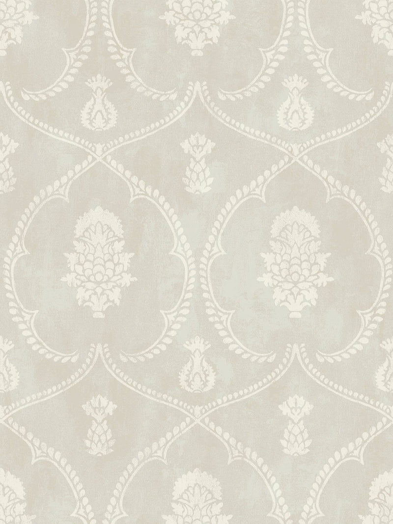 MX9642 Royal Damask Soft Grey Astoria Wallpaper by York Wallcoverings