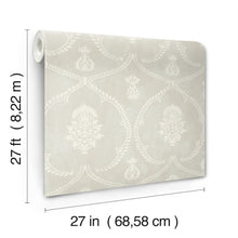 MX9642 Royal Damask Soft Grey Astoria Wallpaper by York Wallcoverings