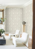 MX9642 Royal Damask Soft Grey Astoria Wallpaper by York Wallcoverings